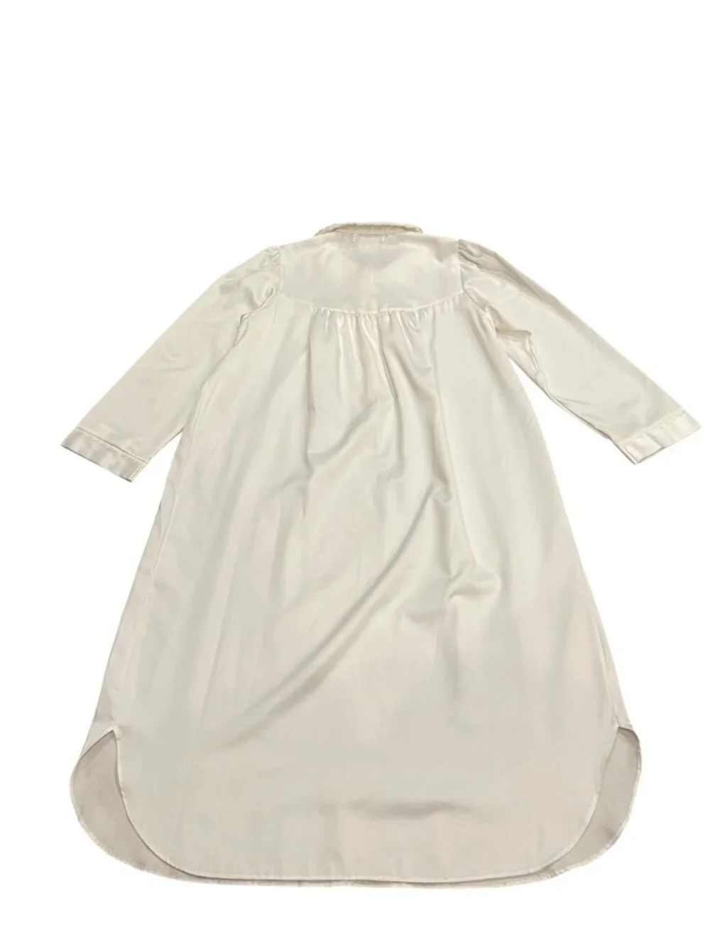 Miss Elaine Vintage-Style Brushed Back Satin Nightgown, NWT, White, M